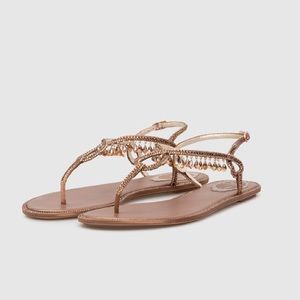 New RENE CAOVILLA  CRYSTAL LEATHER CHANDELIER SANDALS Size 37